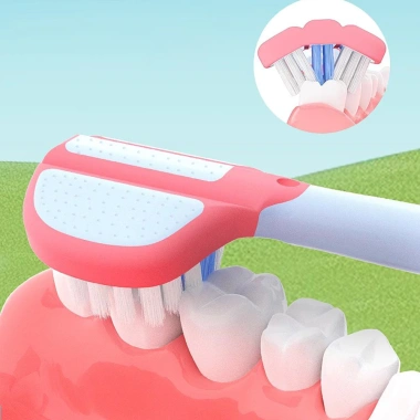 Bàn chải trẻ em 2 chiếc lông mềm ba đầu, phù hợp 3‑12 tuổi, chăm sóc răng miệng, giao hàng nhanh, giá ưu đãi 30.150₫