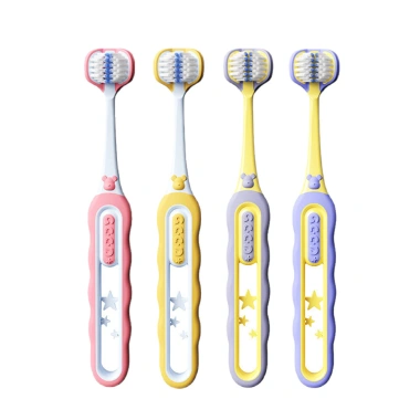 Bàn chải trẻ em 2 chiếc lông mềm ba đầu, phù hợp 3‑12 tuổi, chăm sóc răng miệng, giao hàng nhanh, giá ưu đãi 30.150₫