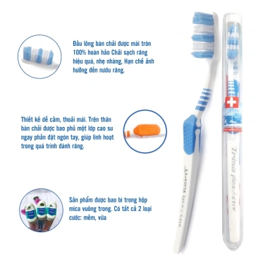 Bàn Chải Trisa Flexactiv - Hộp Mica, Cước Lông Phù Hợp Khuôn Răng, Giá 60.000₫ 3 Bàn Chải Trisa Flexactiv - Hộp Mica, Cước Lông Phù Hợp Khuôn Răng, Giá 60.000₫ 3