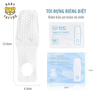 Bàn Chải Vải Xỏ Ngón Baby Tattoo Vệ Sinh Răng Miệng 0-2 tuổi Hộp 30 Giá ưu đãi 190.000