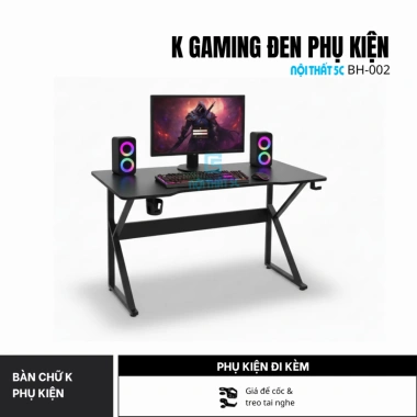 Bàn gaming chữ K LED RGB đa màu, chân sắt tĩnh điện, mặt MDF 1m2 – 479.000₫