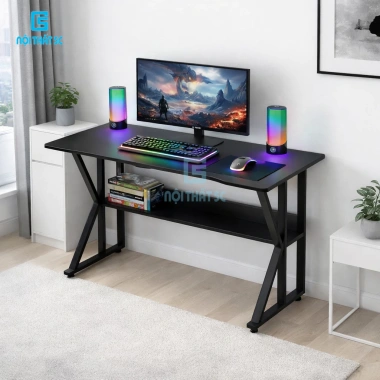 Bàn Gaming Chữ K Uốn Cong 15mm MDF, Kệ Lửng, Chân Sắt Sơn Tĩnh Điện - Giá 285.000 VNĐ 3 Bàn Gaming Chữ K Uốn Cong 15mm MDF, Kệ Lửng, Chân Sắt Sơn Tĩnh Điện - Giá 285.000 VNĐ 3