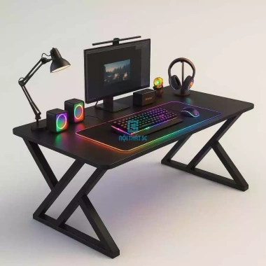 Bàn Gaming Double X 5C Chân Sắt Sơn Tĩnh Điện 2x4cm, Mặt MDF Melamine - Giá 479.000₫ 2