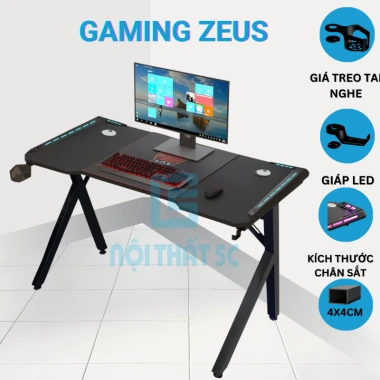 Bàn gaming, làm việc hộp sắt 4x4cm, kèm giá treo tai nghe, giáp LED – giảm còn 749.000đ