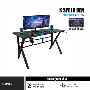 Bàn gaming, làm việc hộp sắt 4x4cm, kèm giá treo tai nghe, giáp LED – giảm còn 749.000đ
