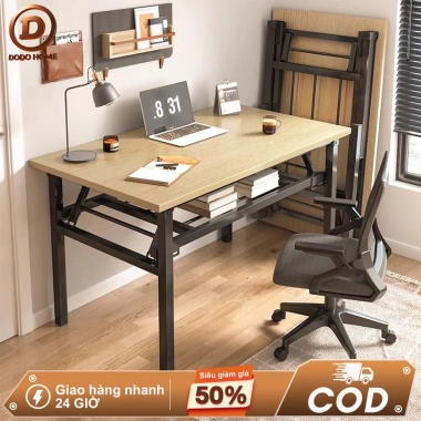 Bàn gấp DODO chân sắt, mặt gỗ, gập gọn cho laptop học tập, phù hợp phòng trọ nhỏ