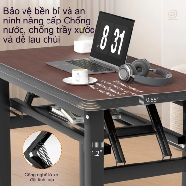 Bàn gấp DODO chân sắt, mặt gỗ, gập gọn cho laptop học tập, phù hợp phòng trọ nhỏ