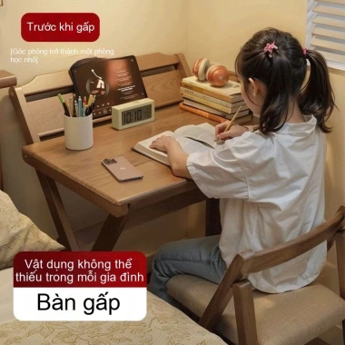 Bàn gấp gỗ tự nhiên cho trẻ em - Bàn học sinh không cần lắp ráp, phù hợp phòng ngủ, căn hộ nhỏ, giá chỉ 1,500,800₫ 2