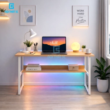 Bàn học 5C T-Table 1.2m x 55cm, khung sắt 25x25mm sơn tĩnh điện, mặt gỗ dày - 399.000₫ 5
