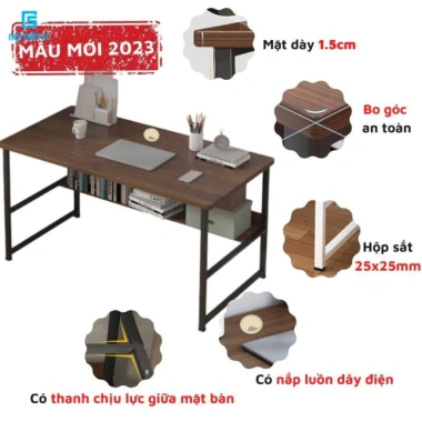 Bàn học 5C T-Table 1.2m x 55cm, khung sắt 25x25mm sơn tĩnh điện, mặt gỗ dày - 399.000₫ 8