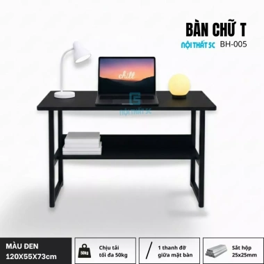 Bàn học 5C T-Table 1.2m x 55cm, khung sắt 25x25mm sơn tĩnh điện, mặt gỗ dày - 399.000₫ 10
