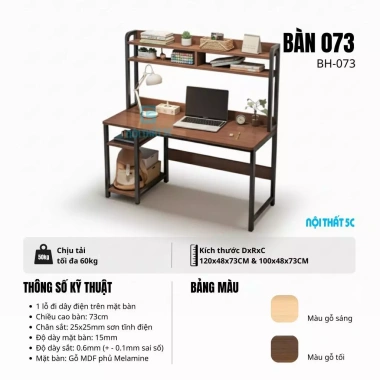 Bàn học, bàn làm việc khung sắt tĩnh điện, mặt MDF 15mm, giá sách, lắp ráp - 549.000₫ 3 Bàn học, bàn làm việc khung sắt tĩnh điện, mặt MDF 15mm, giá sách, lắp ráp - 549.000₫ 3