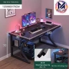 Bàn học chân sắt chữ K 1m4x60cm, mặt gaming khoan lỗ dây, chịu tải 250kg - DS Future 9