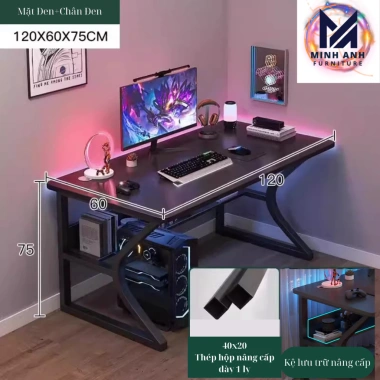 Bàn học chân sắt chữ K 1m4x60cm, mặt gaming khoan lỗ dây, chịu tải 250kg - DS Future 9 Bàn học chân sắt chữ K 1m4x60cm, mặt gaming khoan lỗ dây, chịu tải 250kg - DS Future 9