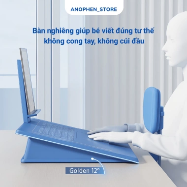 Bàn học chống cận, chống gù lưng, mặt bàn nghiêng 12° cho trẻ 5‑12 tuổi 329.000₫ 2