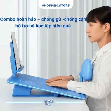 Bàn học chống cận, chống gù lưng, mặt bàn nghiêng 12° cho trẻ 5‑12 tuổi 329.000₫ 4