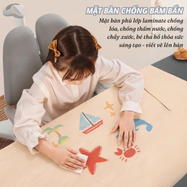 Bàn học chống gù gỗ tự nhiên cao cấp A120 120cm, nâng hạ độ cao tay quay, điều chỉnh nghiêng