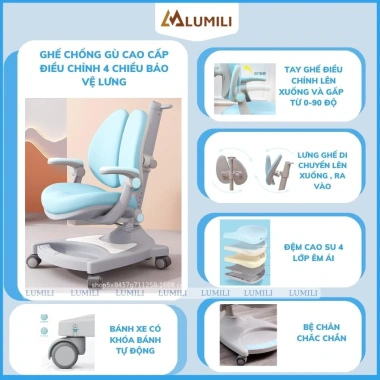 Bàn học chống gù gỗ tự nhiên cao cấp Lumili S4 size lớn - nâng hạ độ cao, tay quay, điều chỉnh nghiêng nhanh 6