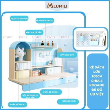 Bàn học chống gù gỗ tự nhiên cao cấp Lumili S4 size lớn - nâng hạ độ cao, tay quay, điều chỉnh nghiêng nhanh 8