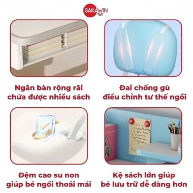 Bàn học chống gù Sakawin K30 chân kép chắc chắn, nâng hạ chiều cao, giá 1.45tr