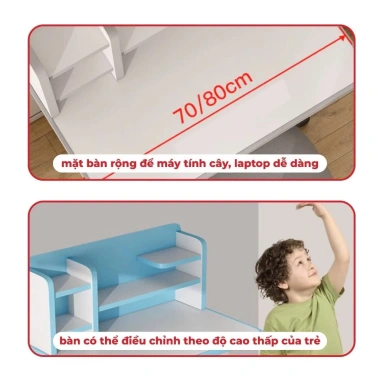 Bàn học chống gù Sakawin K30 chân kép chắc chắn, nâng hạ chiều cao, giá 1.45tr
