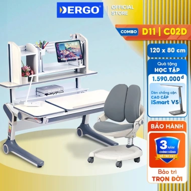 Bàn Học DERGO Hanover D11 Royal - Chống Gù, Chống Cận, Tặng Đèn iSmart V5 - 15.7tr