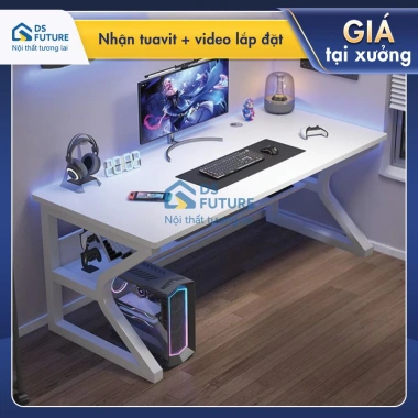 Bàn Học Gaming K - Chân sắt sơn tĩnh điện, mặt MDF bo góc, kệ lửng, chỉ 499.000₫ 7