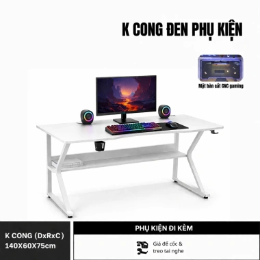Bàn Học Gaming K - Chân sắt sơn tĩnh điện, mặt MDF bo góc, kệ lửng, chỉ 499.000₫ 9
