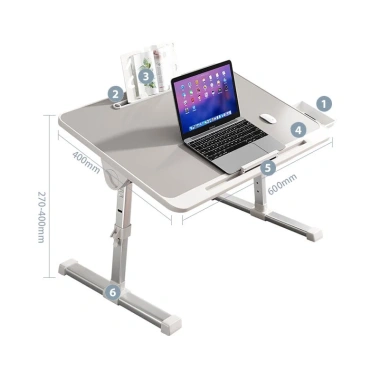 Bàn học gấp gọn có khe cắm iPad, cổng USB, nâng hạ laptop - Giá sách 285.000đ