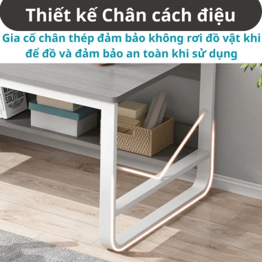 Bàn Học Kèm Kệ Gỗ Lửng Chân Cong 2x4 MDF 15mm Tải 200kg - Siêu Bền Giá 606.000₫