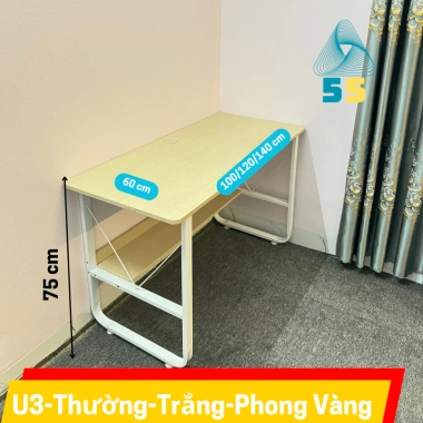 Bàn Học Kèm Kệ Gỗ Lửng Chân Cong 2x4 MDF 15mm Tải 200kg - Siêu Bền Giá 606.000₫