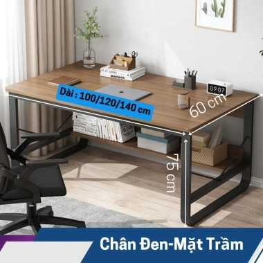 Bàn Học Kèm Kệ Gỗ Lửng Chân Cong 2x4 MDF 15mm Tải 200kg - Siêu Bền Giá 606.000₫