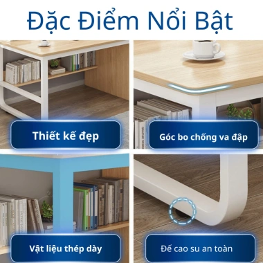 Bàn học kèm kệ sách gỗ MDF dày 15mm, chân sắt sơn tĩnh điện, chịu tải 200kg, thiết kế hiện đại - Giá ưu đãi 447.000₫ 3