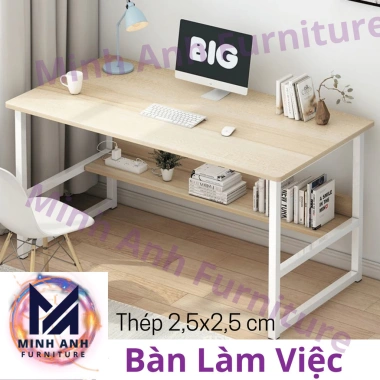 Bàn học kèm kệ sách gỗ MDF dày 15mm, chân sắt sơn tĩnh điện, chịu tải 200kg, thiết kế hiện đại - Giá ưu đãi 447.000₫ 7