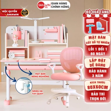 Bàn học sinh Sakawin S80 80cm – Chống gù, chống cận, chịu lực, giảm rung, 2.2 triệu