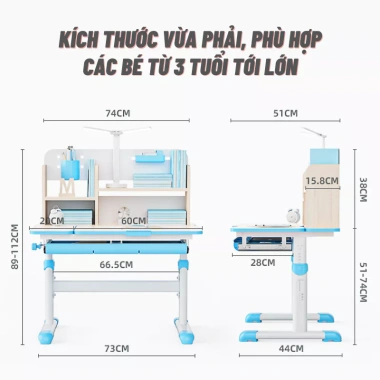 Bàn học sinh Sakawin S80 80cm – Chống gù, chống cận, chịu lực, giảm rung, 2.2 triệu