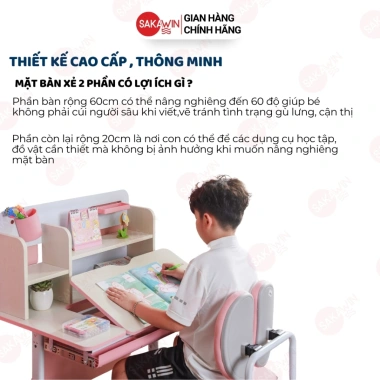 Bàn học sinh Sakawin S80 80cm – Chống gù, chống cận, chịu lực, giảm rung, 2.2 triệu