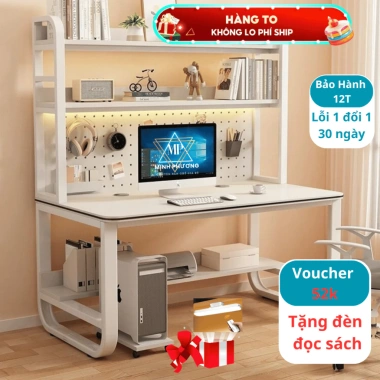 Bàn học sinh viên kệ sách, đa màu, mặt MDF 15mm dày, chân thép sơn tĩnh điện - Giá 615.000₫