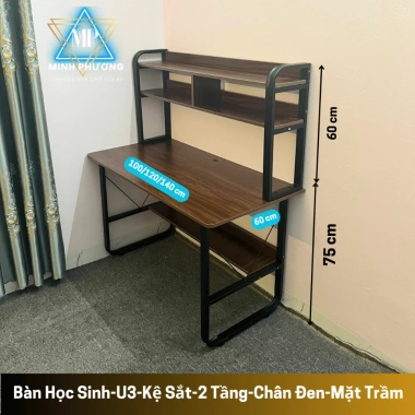 Bàn học sinh viên kệ sách, đa màu, mặt MDF 15mm dày, chân thép sơn tĩnh điện - Giá 615.000₫