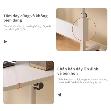 Bàn học tập xếp gọn, bánh xe di chuyển, gấp lại, nâng hạ chiều cao - 139.000₫