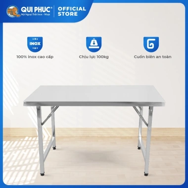 Bàn inox gấp gọn Felix QUI PHÚC inox 201 chống gỉ, chữ nhật 75cm, kích thước đa dạng - Giá 1,71 triệu Bàn inox gấp gọn Felix QUI PHÚC inox 201 chống gỉ, chữ nhật 75cm, kích thước đa dạng - Giá 1,71 triệu