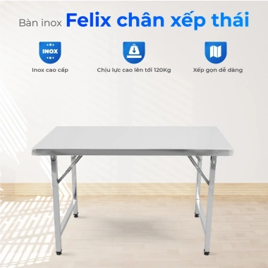 Bàn inox gấp gọn Felix QUI PHÚC inox 201 chống gỉ, chữ nhật 75cm, kích thước đa dạng - Giá 1,71 triệu 3 Bàn inox gấp gọn Felix QUI PHÚC inox 201 chống gỉ, chữ nhật 75cm, kích thước đa dạng - Giá 1,71 triệu 3