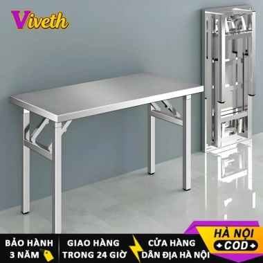 Bàn Inox xếp gọn chữ nhật, gấp gọn tiện lợi cho quán ăn, nhậu - giao nhanh Hà Nội