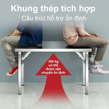 Bàn Inox xếp gọn chữ nhật, gấp gọn tiện lợi cho quán ăn, nhậu - giao nhanh Hà Nội