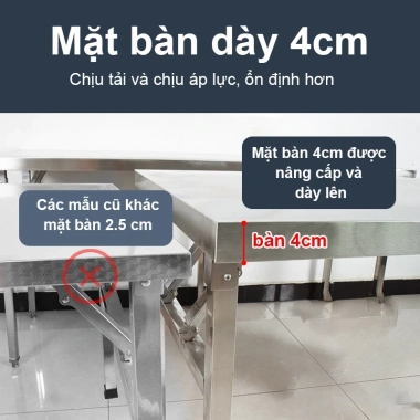 Bàn Inox xếp gọn chữ nhật, gấp gọn tiện lợi cho quán ăn, nhậu - giao nhanh Hà Nội