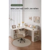 Bàn làm việc góc chữ L full trắng kèm kệ sách HC HP368 Giá ưu đãi 549k 2