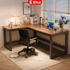 Bàn làm việc góc chữ L khung sắt mặt gỗ MDF - Tiết kiệm không gian, chỉ 1.834.000 VND - SOHJA GM126