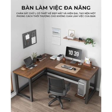 Bàn làm việc góc chữ L khung sắt mặt gỗ MDF - Tiết kiệm không gian, chỉ 1.834.000 VND - SOHJA GM126 4