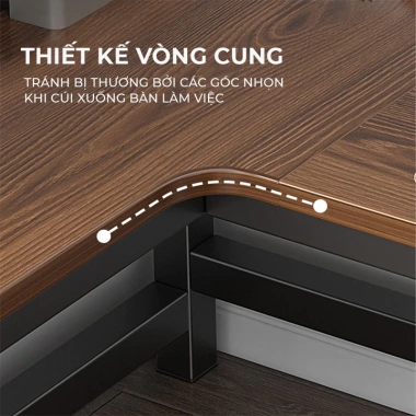 Bàn làm việc góc chữ L khung sắt mặt gỗ MDF - Tiết kiệm không gian, chỉ 1.834.000 VND - SOHJA GM126 7