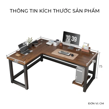 Bàn làm việc góc chữ L khung sắt mặt gỗ MDF - Tiết kiệm không gian, chỉ 1.834.000 VND - SOHJA GM126 9